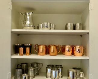 Copper Moscow mules, mint juleps, pewter