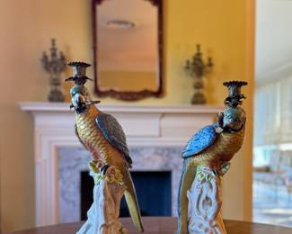 Ormulu mounted porcelain candleholders