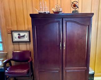 Mahogany computer armoire