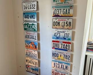 Assorted license plates decor 