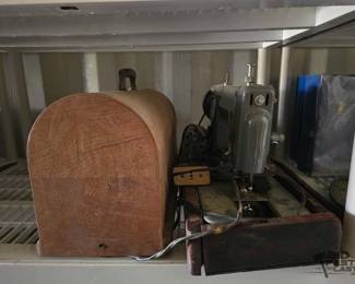 3266  Morse Sewing Machine with Singer Wooden Box 