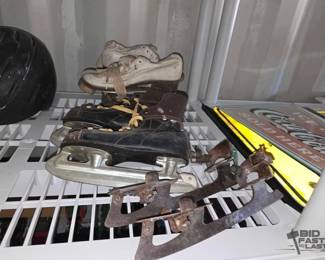 3334  2 Pairs Vintage Ice Skates and 1 Pair Roller Skates 