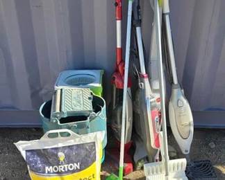 2010  Bissell Vacuum 2 Shark Steamers Hoover Vacuum Mop Buckets and Morton Softner Pellets 