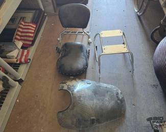 3368  Harley Davidson Seat, Chromed Backrest Detachable Sissy Bar Luggage Rack, Detachable Lugga... 