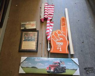 3382  Challenger Shuttle Crew Picture, 3 Flags, Foam Finger, Canvas Print, US Navy Enlistment Poster 