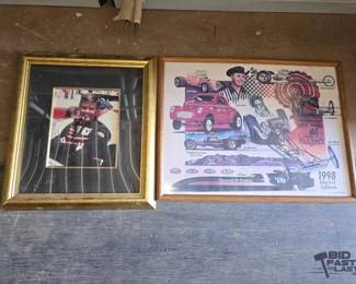 3313  Framed Al Unser Photo and Framed Poster 