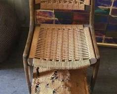 3212  Wooden Chair and Footstool 