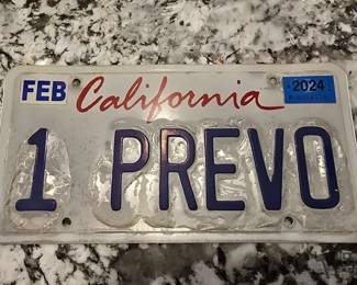 101  1 PREVO License Plate  Transferable and One of a Kind 