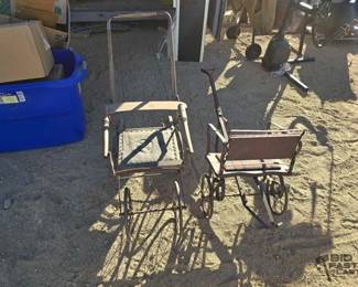 3402  Vintage Stroller and Reversible Childs Push Cart 