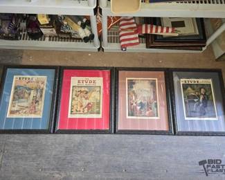 3318  4 Framed Covers of The Etude Music Magazine 