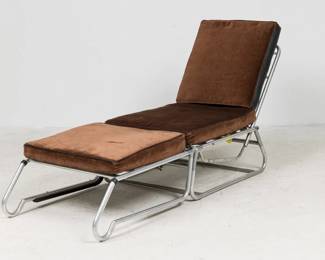 Francois Caruelle French Art Deco Chrome Chaise