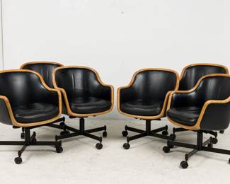 (6) Ward Bennett leather office chairs