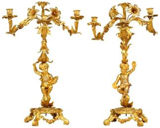 19th c. Gilt Bronze Candelabra