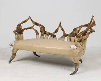 Antique steer horn settee