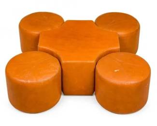 French Mod stools and table, attributed to Pierre Cardin