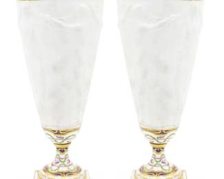 Pair Sevres signed urns