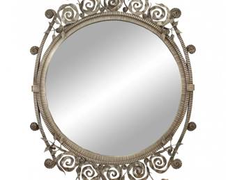 Edgar Brandt Art Deco style chased iron mirror