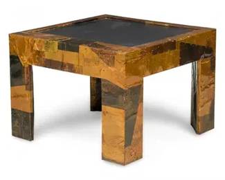 Paul Evans patchwork metal and slate table