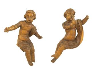 Pair antique European Putti