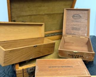 Vintage Wooden Boxes With Tray