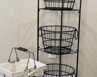 Black Metal 3tiered Basket Stand