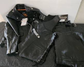 Womens Milwaukee Leather Riding Jacket, Vest And Chaps