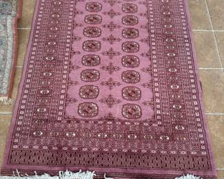 Hand-Knotted Pink Afghan Wool Bokhara Rug (49"W x 72"L)