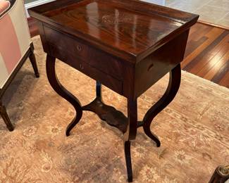 Antique Mahogany 2 Drawer Tray Top Side Table (19"W x 13"D x 27"H)