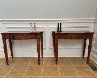 Matching Mahogany Serpentine Front Game Tables (17-1/2"/35-1/2"W x 36-1/2"D x 30"H)