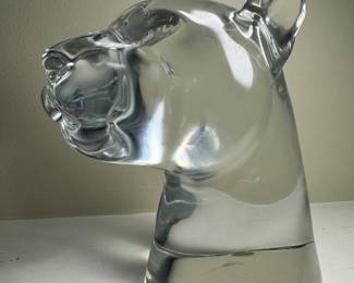 Baccarat Crystal Puma Head Statue
