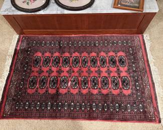 Hand-Knotted Red Afghan Wool Bokhara Rug (38"W x 66"L)