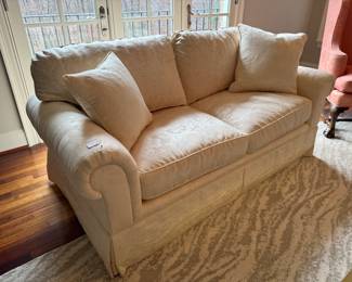 Scalamandre Hickory NC Floral Cream Upholstered Sofa (38"D x 72"W x 29" Back Height / 2 Available)