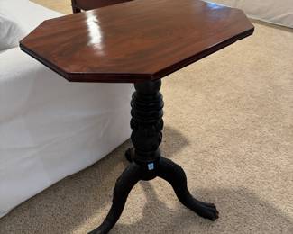 Antique Tilt Top Claw Foot Side Table (25"D x 16"W x 30"H)