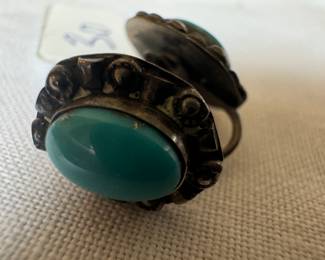 Sterling Silver & Turquoise Clip-on Earrings