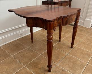 Matching Mahogany Serpentine Front Game Tables (17-1/2"/35-1/2"W x 36-1/2"D x 30"H)