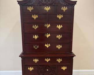 Cherry 12 Drawer Hi-Boy Dresser (88"H x 24"D x 43"W)
