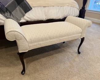 Cherry Legged Upholstered Rolled Arm Bench (45"W x 23"H x 18"H)
