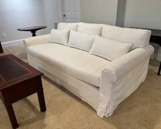 Pottery Barn White Upholstered Deep Seated Sofa (44"D x 98"W x 32" Back Height) (2 Available)