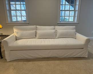 Pottery Barn White Upholstered Deep Seated Sofa (44"D x 98"W x 32" Back Height) (2 Available)