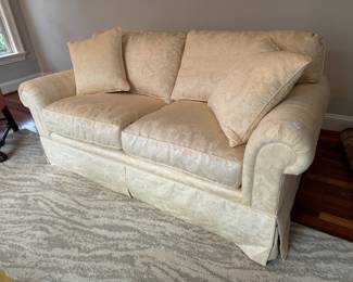 Scalamandre Hickory NC Floral Cream Upholstered Sofa (38"D x 72"W x 29" Back Height / 2 Available)