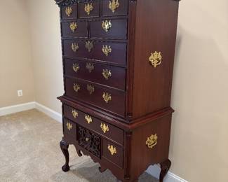 Cherry 12 Drawer Hi-Boy Dresser (88"H x 24"D x 43"W)