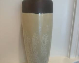 Decorative Brown & Cream Ceramic / Metal Vase (23"H / 2 Available)