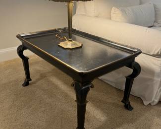 Minton-Spindell Decorated Black and Gold Side Table with Crackle Finish (36"D x 23"W x 20-1/2"H)