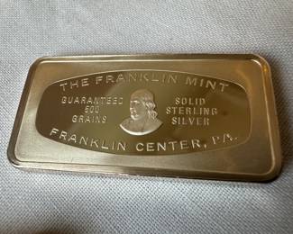 Sterling Silver Franklin Mint 600 Grain Ingot 