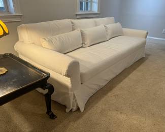 Pottery Barn White Upholstered Deep Seated Sofa (44"D x 98"W x 32" Back Height) (2 Available)