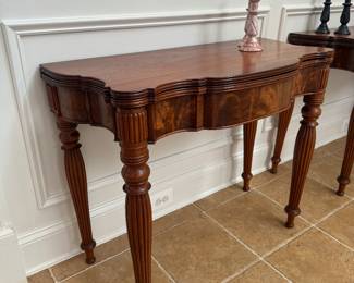 Matching Mahogany Serpentine Front Game Tables (17-1/2"/35-1/2"W x 36-1/2"D x 30"H)