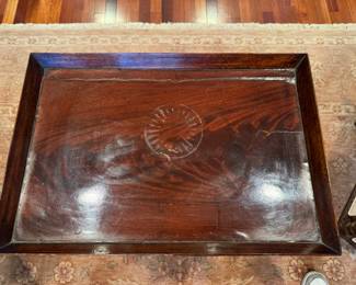 Antique Mahogany 2 Drawer Tray Top Side Table (19"W x 13"D x 27"H)