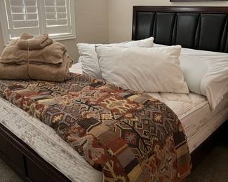 Grossman Furniture Queen Bed Frame, Dresser w Mirror, 2 Nightstands, Foam Toppers w Covers