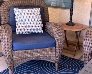 Patio Seating: Loveseat, 2 Chairs, Coffee Table (choice of tan or blue cushions)