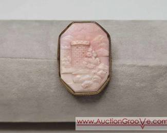 2 Cameo of a Castle handcarved. Probably Italian